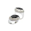 925 Silver & Faceted Onyx Marquise Ring with 18k Gold Accents- Sizes 6-8
