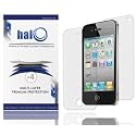 Halo Screen Protector Film Clear (Invisible) for iPhone 4G 4 (3 Pack + 3 Bonus Back Films)