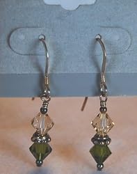 Khaki & Light Peach Swarovski Crystal Earrings