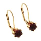 2.40 Ct 6 Mm Red Garnet Gold Plated Leverback Earrings
