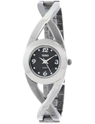 XOXO Womens XO5218 Black Dial Two-Tone Half Cuff and Half Bracelet Watch