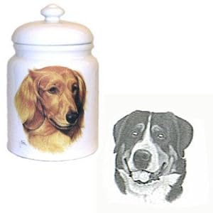 Greater Swiss Mountain Dog Cookie Jar, Porcelain by Rosalinde by