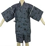 メンズ・紳士 花柄甚平 夏,祭り,盆踊り,花火,イベント,軽くて涼しげな素材感!ギフトにも Mチャコール