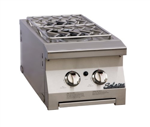 Solaire Double Side Mount Side Burner for Solaire 30 and 42-Inch Natural Gas Cart Grills - Stainless Steel