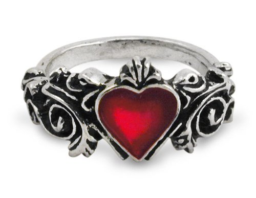 Betrothal Alchemy Gothic Pewter Ring With Red Heart