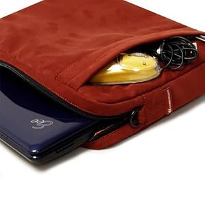 Nokia Booklet 3G 10.1" Netbook CaseCrown Faux Suede Protective Sleeve with Shoulder Strap and Pocket - Tomato Red