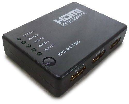 C&E HDMI 5x1 5 Port Switch/Switcher with IR Remote Support 3D with Power Adapter On Sale