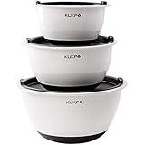 KUKPO High Quality Plastic Mixing Bowls - Set Of 3 Mixing Bowls With Lids - Non Skid Bottom - Dishwasher Safe - Refrigerator Safe - Freezer Safe - Sizes 5 QT- 3 QT- 1.5 QT!