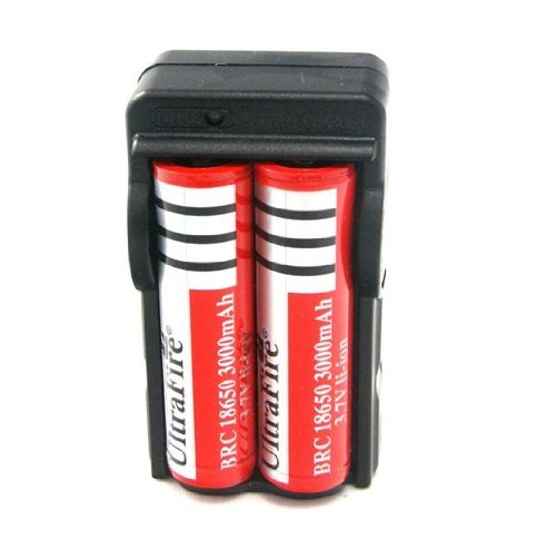 Ultrafire 18650 3000mah 3.7v Rechargeable Li-ion Battery (Pair) + Charger Combo,travel Charger Folds up for Easy Transport