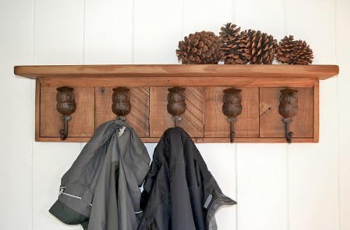 Alpine Craft Works Wooden Coat Rack / Wall Mount (CR02-36-BRN-OWL)