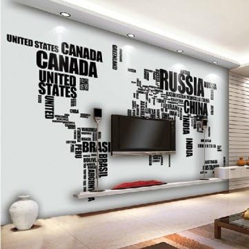Large English Alphabet World Map Removable Wall Stickers Decal