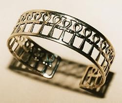 Egyptian Silver Ankh Cuff Bracelet