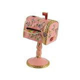 Mailbox Trinket Box Stamp Dispenser Bejeweled Pink Victorian Floral