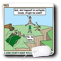Rich Diesslins Funny KNOTS Scouting Cartoons - A Good Nights Sleep - Snoring - Mouse Pads