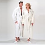 Turkishtowels Terry Bathrobe, 100% Combed Cotton Terry Cloth, Made in Turkey (White)