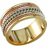 14K White, Yellow and Rose Gold. Tricolor Men's Gold Band