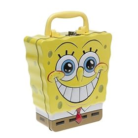 Spongebob Squarepants Shape Embossed Tin Metal Lunch Box