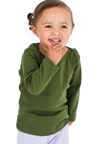 American Apparel Infant Baby Rib Long Sleeve Lap T 12 - 18 Months-green