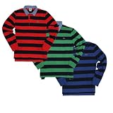 Lacoste Mens Long Sleeve Bar Stripe Washed Rugby With Contrast Woven Collar