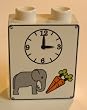 White Duplo, Brick 1 X 2 X 2 with Clock