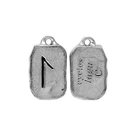 lagu - Cycles, Ancient Runes of Prophecy Pewter Pendant on Cord Necklace