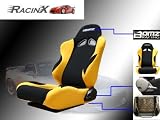 Black with Yellow Universal Racing Seats - Pair