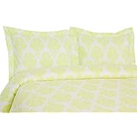 Elite Home Collection Somerset Floral/Medallion Luxurious Microfiber 3-Piece Duvet/Sham Set, Full/Queen Size, Green
