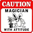 CAUTION: MAGICIAN magic joke rabbit fun sign