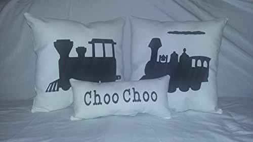 Train Accent Pillow Set Choo Choo Locomotive Engine Decor Decorative Bed Bedroom Child Kids Playroom