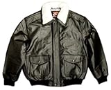 Black Leather Men's Bomber Jacket - Small
