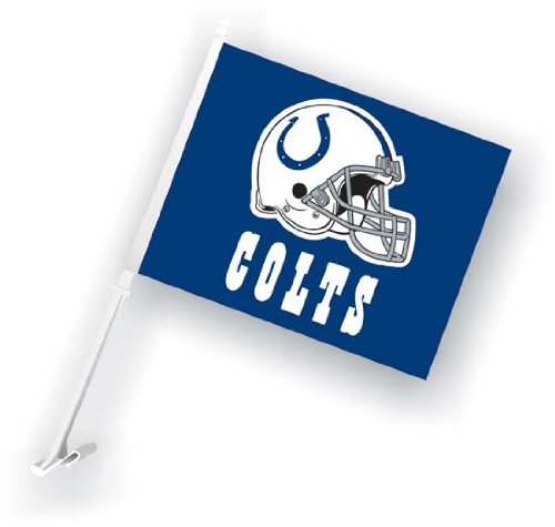 INDIANAPOLIS COLTS CAR FLAG w/Wall Bracket Set of 2