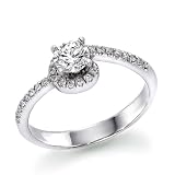Certified, Round Cut, Solitaire Diamond Ring in 14K Gold / White (1/2 ct, E Color, VS1 Clarity)