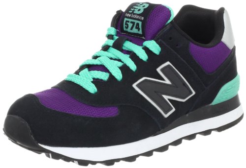 New Balance Women's Wl574 Neon Fashion Sneaker,Black/Purple,8 B US