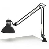LEDL502BK - Swing Arm Lamp, 34H, 100W Incandescent Bulb, Clamp, Black