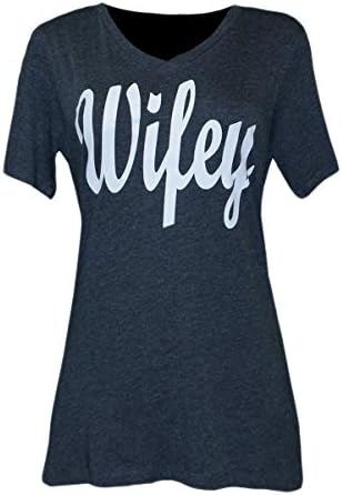 Womens Wifey V-Neck Short Sleeve T Shirt (X-Large, Heather Charcoal)