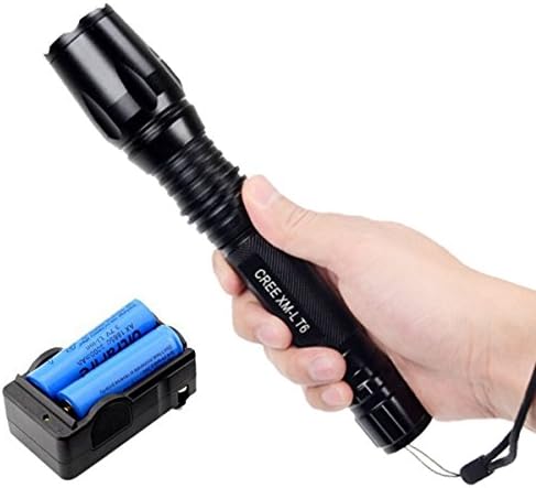2500LM Tactical XM-L T6 LED Light Flashlight Torch+2X 18650 Battery+Charger