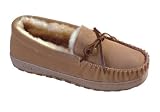 Lamo Sheepskin Australia Sheepskin Mens Shoes Suede Slippers Moccasins Chestnut