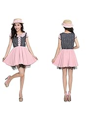 Lace Cap Sleeves Short Sleeves Polka Dot Print Polyester Bubble Dress Party Dress 