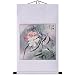 Hand-Painted 36" Oriental Wall Art Scroll - Water Lilies & Birds With White Border