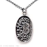 LETTER B MONOGRAM INITIAL B ALPHABET CHARM STERLING SILVER PENDANT WITH CHAIN NECKLACE