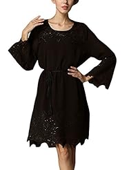 Long Sleeves Embroidered  Chiffon Spring  Dress With Rhinestones