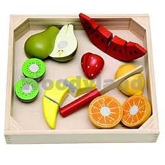 FR�CHTE OBST zum SCHNEIDEN f. K�CHE KAUFLADEN KLETTVERSCHLU� HOLZ WOODY