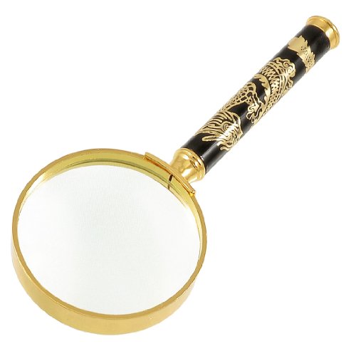 15X Metal Frame Dragon Pattern Handle Magnifying Glass Magnifier 50mm