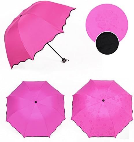 High Palm Water Print Change Flower Dome Shaped Travel Umbrella for Sun/Rain, Compact For Easy Carrying