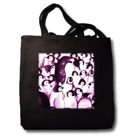 Florene Childrens Art - Pink Purple Penquins - Tote Bags