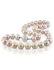 14k White gold 11-12 MM Freshwater Cultured Pearl, and Diamond Pearl Strand, 20"