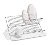 FOLDING CHROME DISH DRAINER WITH MAT