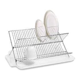 FOLDING CHROME DISH DRAINER WITH MAT by Whitmor