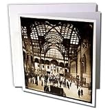 Scenes from the Past Magic Lantern Slide - Penn Station New York City 1910 Sepia Tone - Greeting Cards-6 Greeting Cards with envelopes