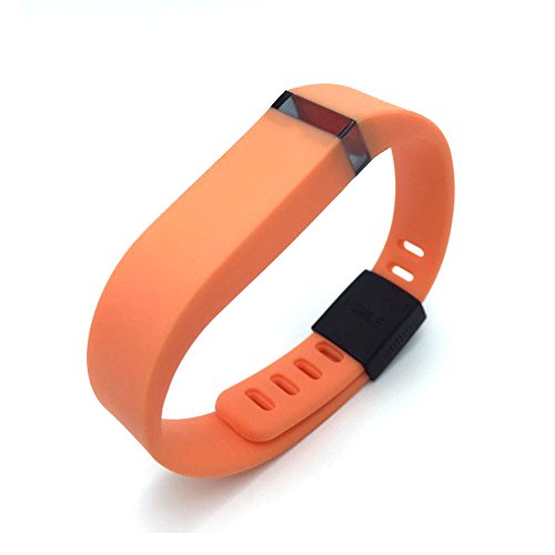 i-smile® 1pc Large Replacement Bands with Clasps for Fitbit Flex Only /No Tracker/ Wireless Activity Bracelet Sport Wristband Fit Bit Flex Bracelet Sport Arm Band Armband & 1pc Black Silicon Fastener Ring (Orange Sorbet)